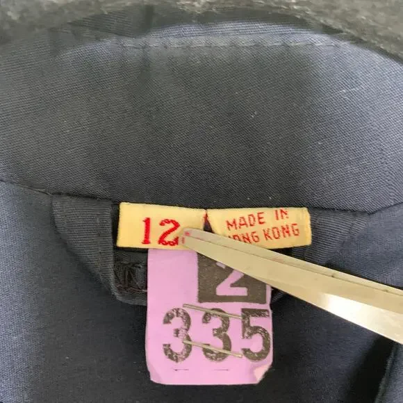 Navy Blue Vintage 70s 80s Trench Coat Horn Button Style Belted Classic Medium - Picture 8 of 15